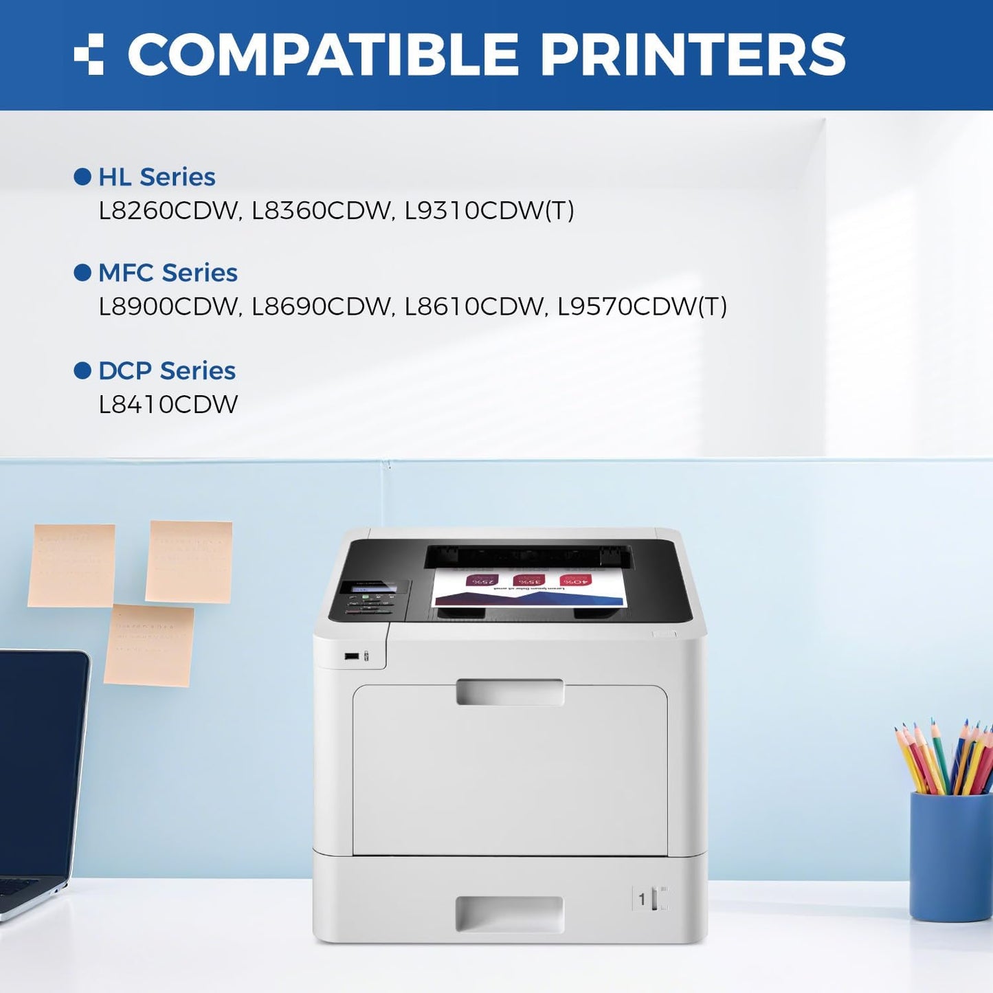 TN436 Toner Cartridge 4-Pack Replacement Compatible for Brother TN-436 TN433 TN431 MFC-L8900CDW MFC-L8690CDW HL-L8360CDW HL-L8260CDW MFC-L8610CDW MFC-L8905CDW MFC-L9570CDW HL-L8360CDWT Printer Set Ink