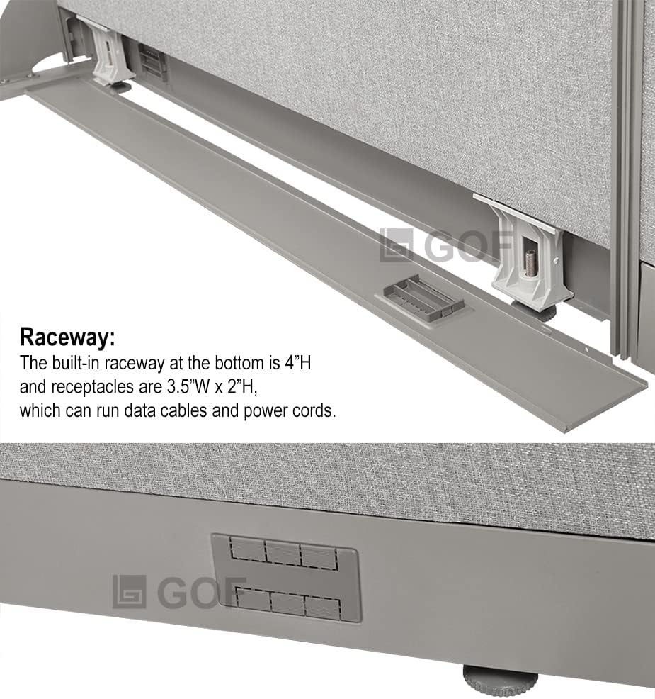 GOF Freestanding Office Partition, Large Fabric Room Divider Panel, 72" W x 60" H