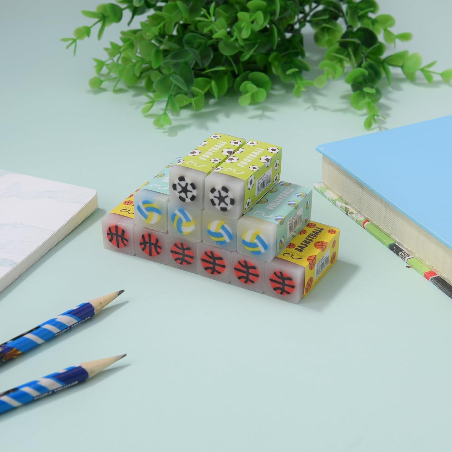 18 Pack Kawaii Ball Erasers for Kids, Colorful Jelly Erasers for School Supplies and Art Projects