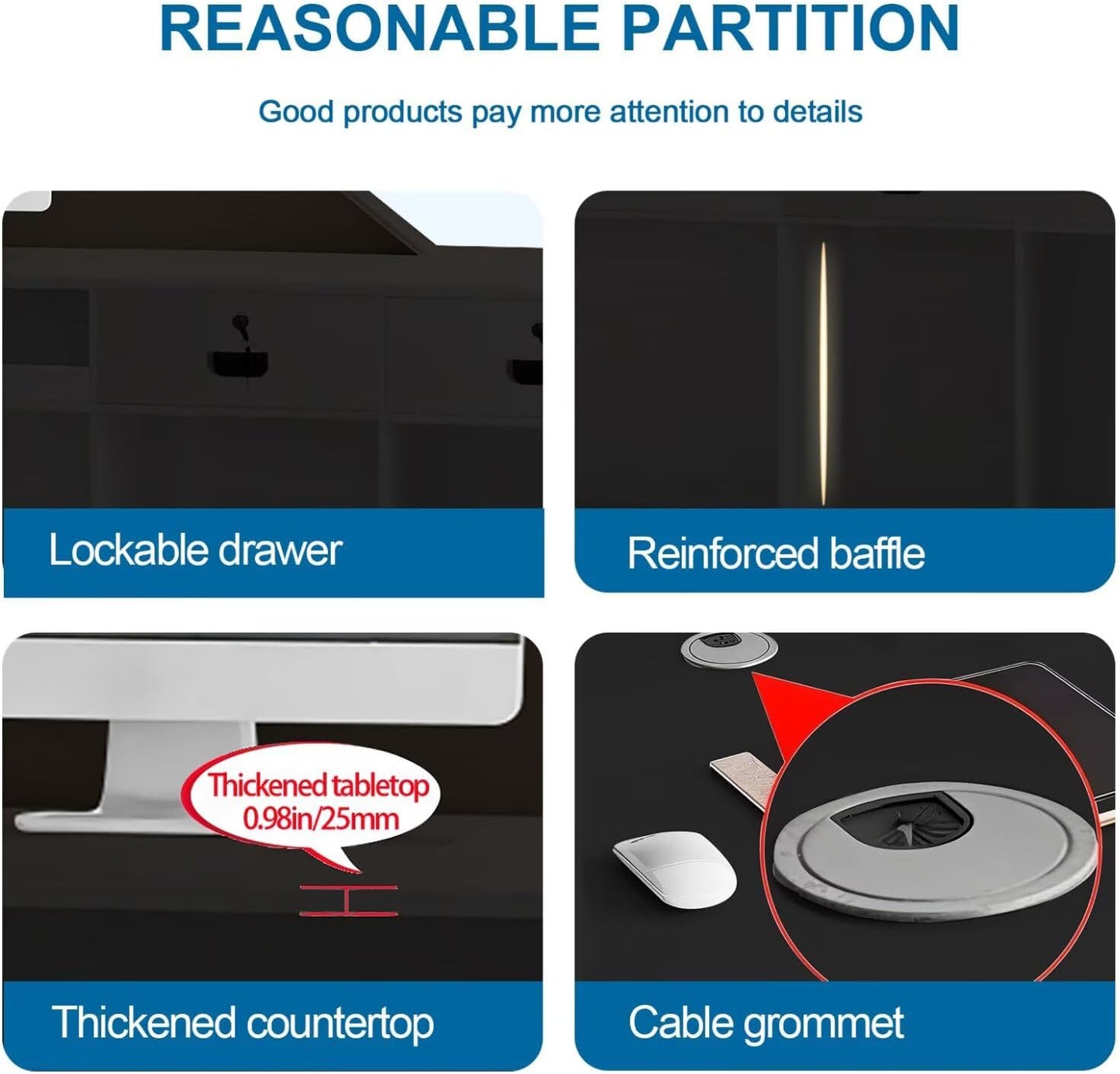 Reception Desk with Counter Modern Front Office Desk Large Reception Room Tables Checkout Counter Reception Table for Retail Lobby Beauty Salons E 79inch/200cm