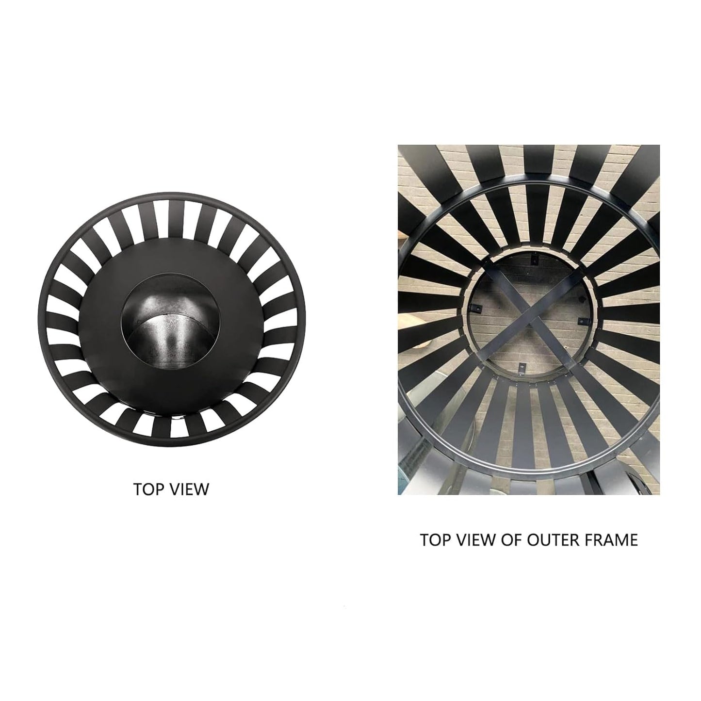 Outdoor Metal Slatted Trash Receptacle,Waste Receptacle，Commercial Trash Cans,Zone Round Garbage Bin,Square Hotel Street Patio Indoor Metal Stan (Large - Black)