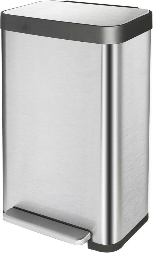 50 Liter / 13 Gallon Trash Can, Fingerprint Proof Stainless Steel Kitchen Trash Can with Removable Inner Bucket, Step Trash Bin for Home Offices and Public Areas