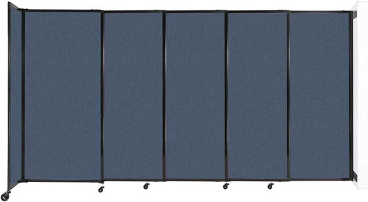 Wall-Mounted Sliding StraightWall Room Divider | Adjustable Widths | Locking Wheels | Room Separator | Up to 11'3" Wide x 6' Tall Ocean Fabric Panels