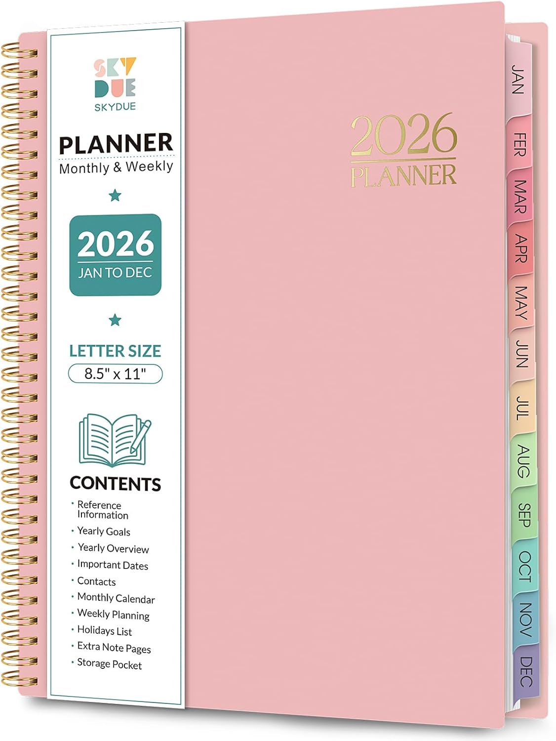 Planner 2026, 8.5" x 11" Monthly & Weekly Planner with Tabs, JAN - DEC 2026, Goal Setting & Time Management Organizer for Professionals & Students