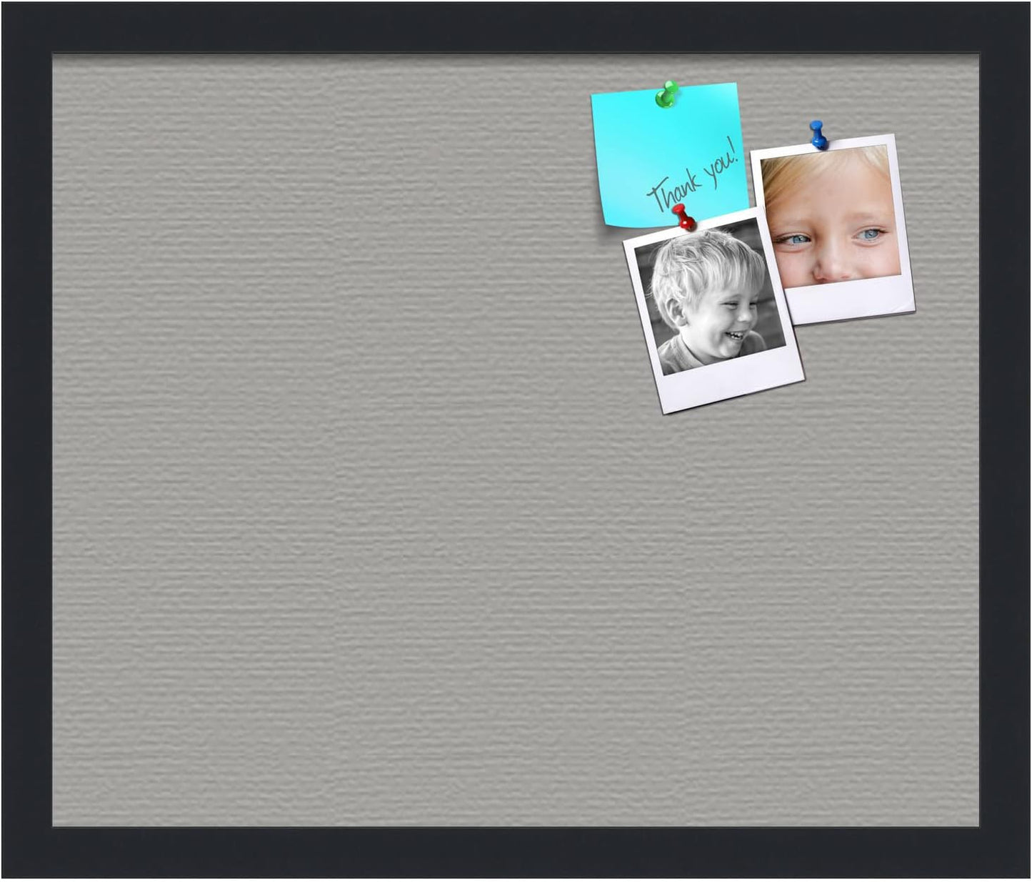 PinPix 18x15 Inch Cork Bulletin Board. This Decorative Framed Pin Board Comes with Dark Stone Design and a Satin Black Frame. Ideal for Home Office Decor or Message Board (PinPix-1808)