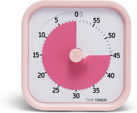 TIME TIMER Home MOD - 60 Minute Kids Visual Timer Home Edition - for Homeschool Supplies Study Tool, Timer for Kids Desk, Office Desk and Meetings with Silent Operation (Peony Pink)