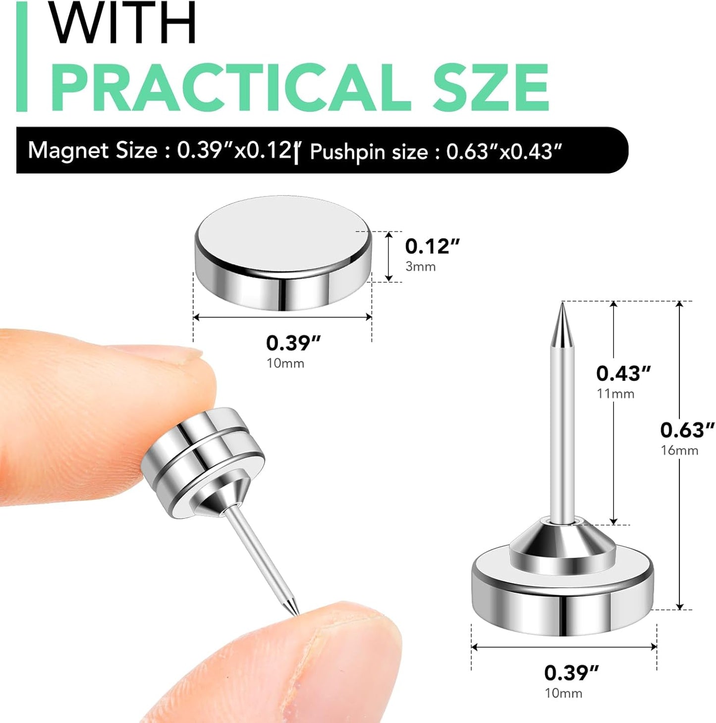 E BAVITE Magnetic Push Pins, 80 Sets Magnet Thumbtack for Wall Bulletin Board Strong Decorative Pushpins Clip for Map Picture Hanging Kit Poster Holder