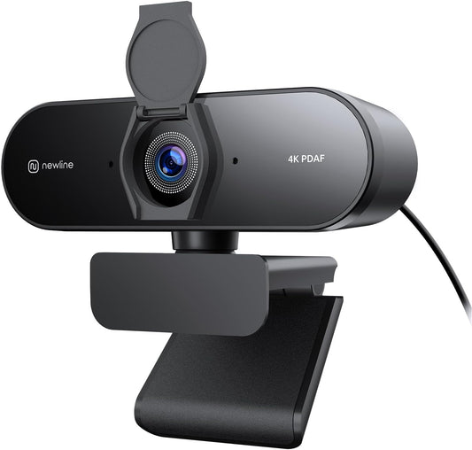 N newline 4K Webcam for PC, PDAF/CDAF Autofocus, 1080P@60FPS, 79° FOV, Auto Light Correction, 2 Noise Reduction Mics, Privacy Cover, USB-A, Streaming Camera for Skype, Teams, Online Meeting, NewEye 62
