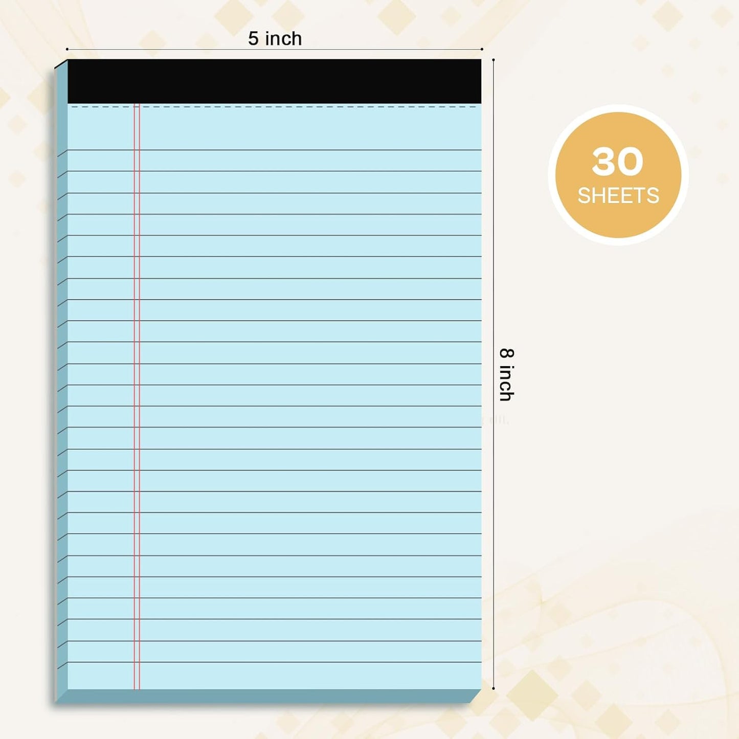 6 Pack Legal Pads 5x8 Note Pads College Ruled Notepad Pink/Green/Blue Perforated Small Legal Pads 80GSM Notepads 30 Sheets Writing Pads Line Paper Pad for School, College, Office, Business