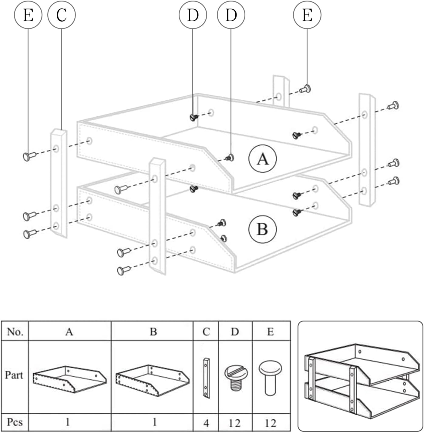 Leather Desk Letter Tray,Office Supplies Paper Organizer for Mail Paper Files Magazines Jewelry Cosmetics,Fashion Letter Holder& 2-Tier Multipurpos Stackable Office Desktop Storage Box,Grey