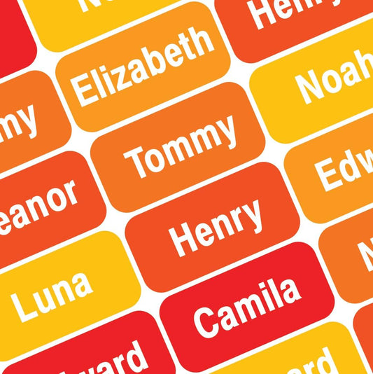 Personalized Waterproof Name Labels Press and Stick Custom Name Stick on Clothing Labels. Customized Up to 3 Lines Great for Camp & Daycare (Sunny)