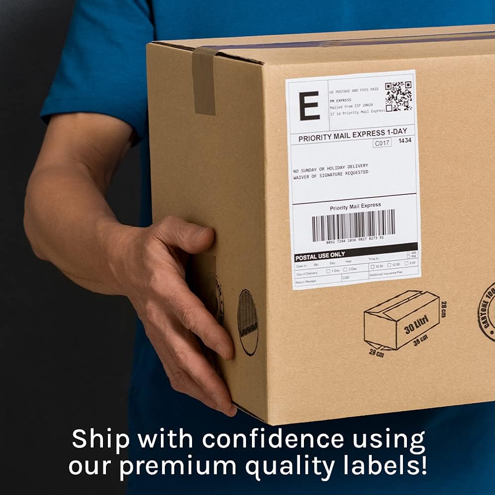 Premium Label Supply White Sticker Half Sheet Labels – 8.5" x 5.5" – Laser/Inkjet Compatible – (2 per Sheet), 1000 Sheets - 2000 Total Adhesive Labels