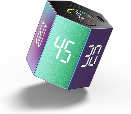 Ticktime Pomodoro Timer Cube, Hexagon Productivity Timer, Pause & Resume, Silent, Vibrate & Adjustable Sound Alert, for ADHD, Task, Work, Study, 5/15/25/30/45/60min & Custom Countdown, Purple