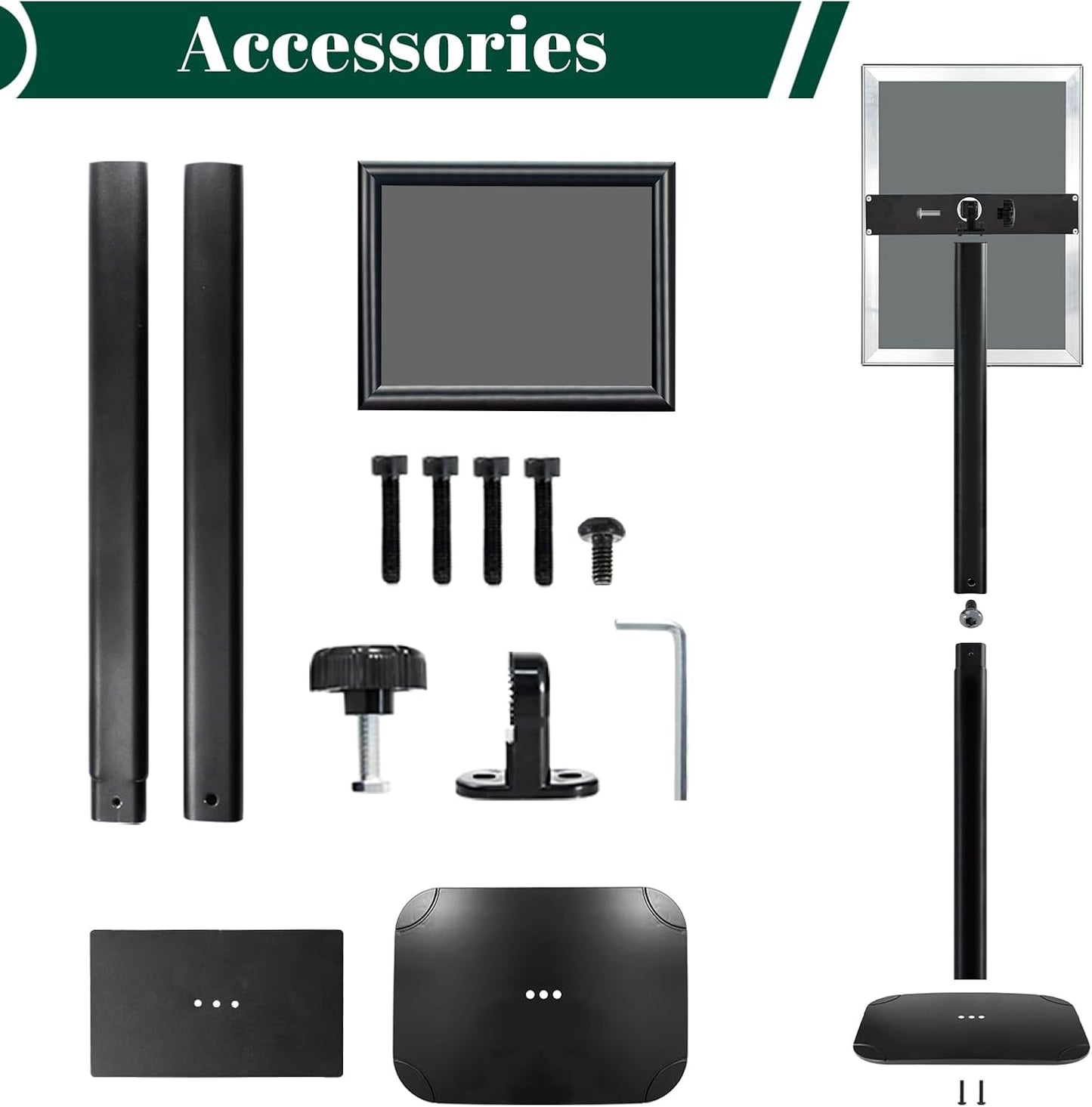 3Pcs Heavy Duty Pedestal Sign Holder for Display, 8.5 x 11 inches Adjustable Floor Standing Sign Holder with Weighted Base,Sign Stand for Indoor/Outdoor Advertising，Black