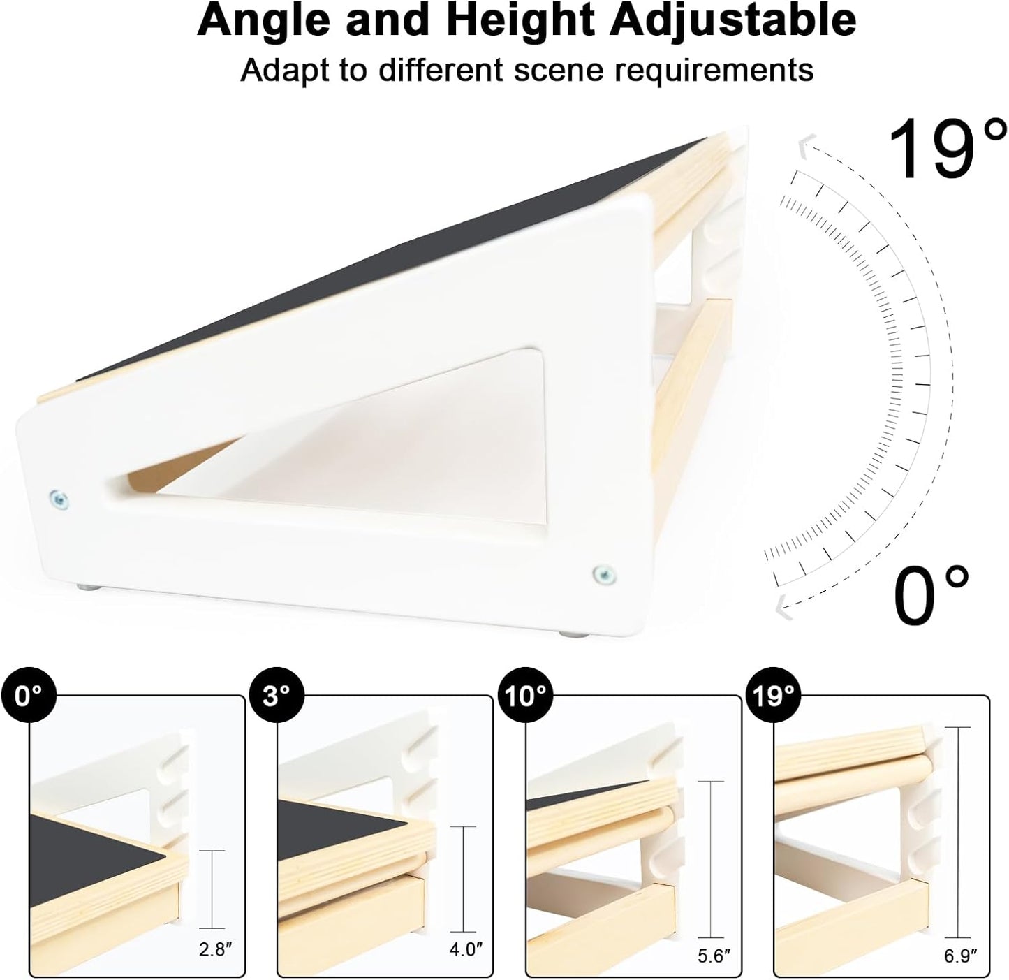 WOOD CITY Foot Rest for Under Desk at Work, 3 Heights Adjustable Footrest with Silicone Surface, 2 in 1 Foot Stool Improve Posture, Reduce Fatigue & Pain, Ideal for Home/Office/Gaming (Natural-White)