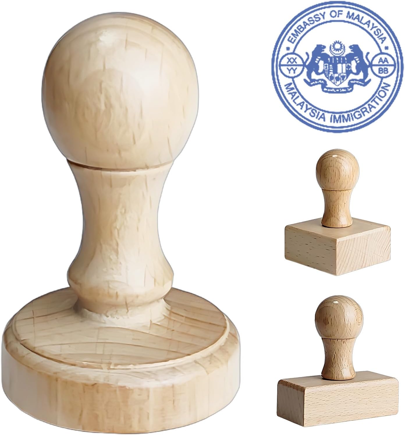 Custom Stamp – Personalized Wooden Rubber Stamp with Logo, Name, and Address, Upload Your Own Design, Multiple Sizes for Branding & Crafting (Round)
