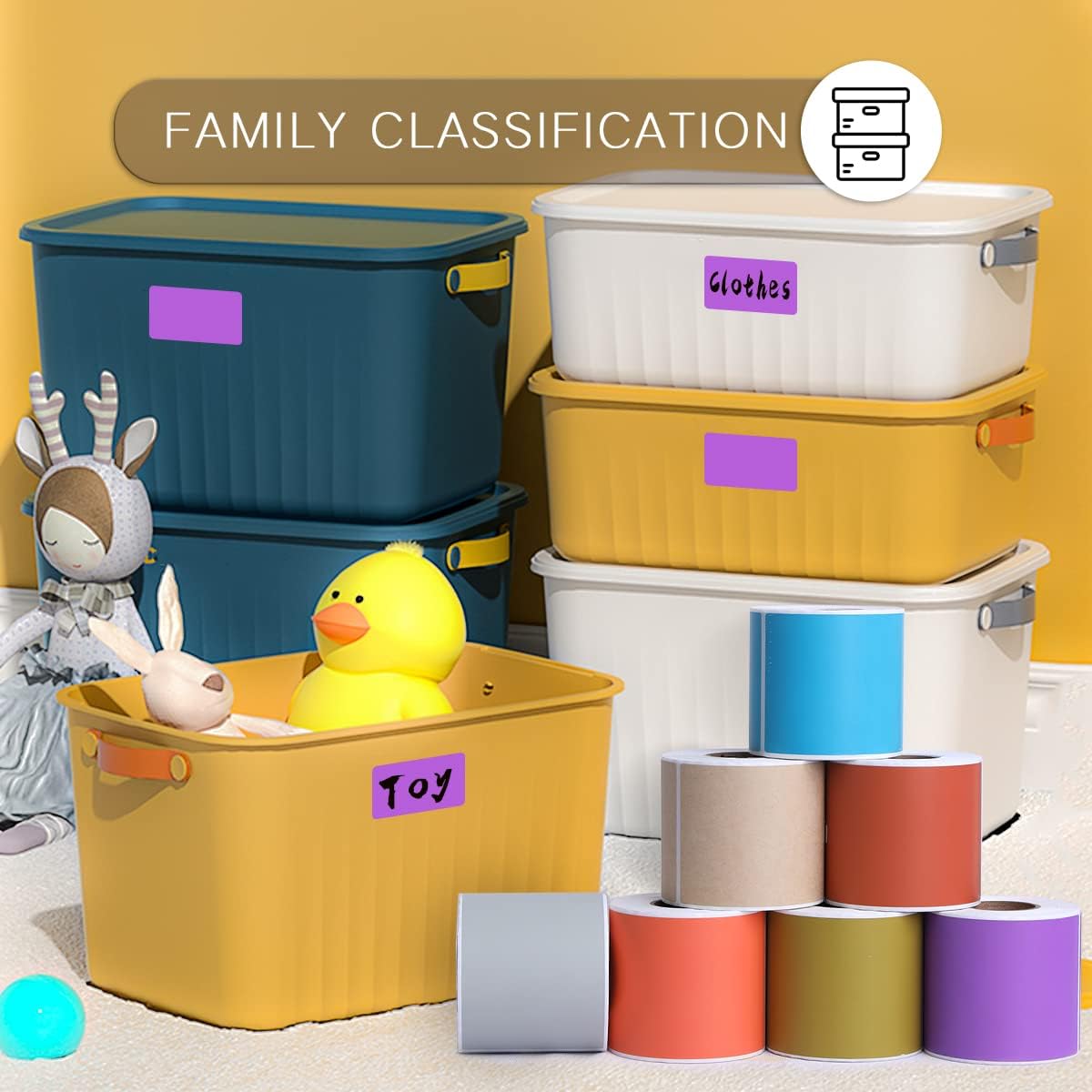 PARLAIM 5 X 3 inch Rectangle Inventory Labels Color Coding Stickers, 250PCS Permanent Stickers for Warehouse Moving Box Square Label (Purple)