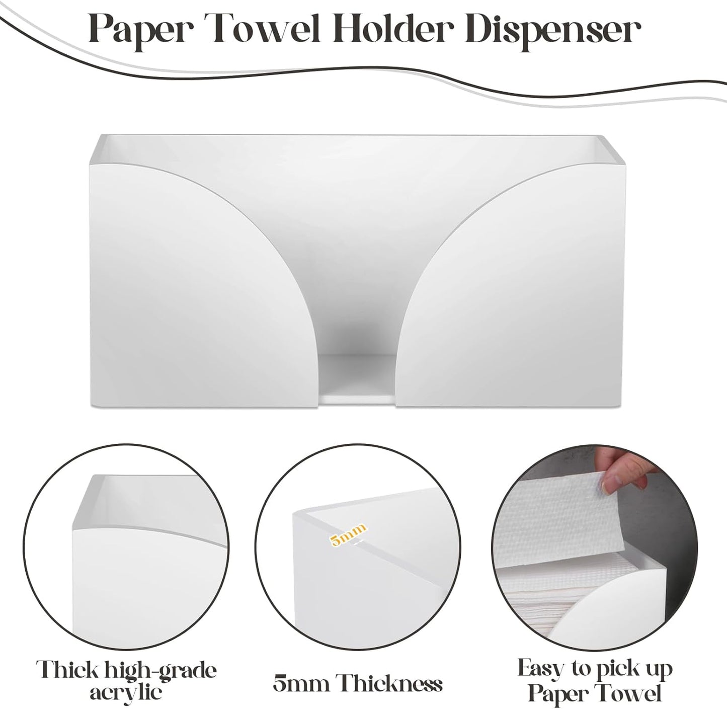 4Pack White Paper Towel Dispenser Countertop Acrylic Paper Towel Holder for Bathroom Folded Paper Towel Dispenser Clear Trifold Napkin Holder for Z-fold, C-fold, MultiFold Trifold