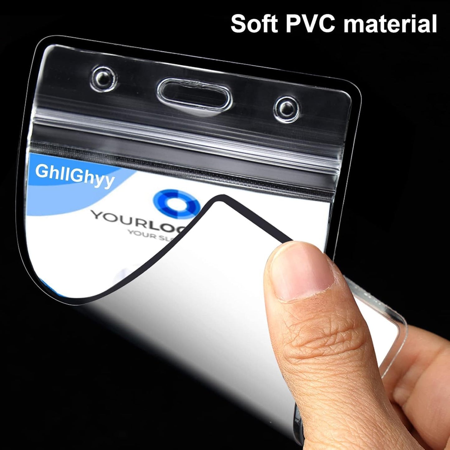 6 Pack Extra Thick Name Badge Holders, Durable & Sealable Waterproof Vertical ID Badge Holders, Clear PVC Plastic Badge Sleeve for Credit Card/Proximity/RFID/Work Badge/Room Key