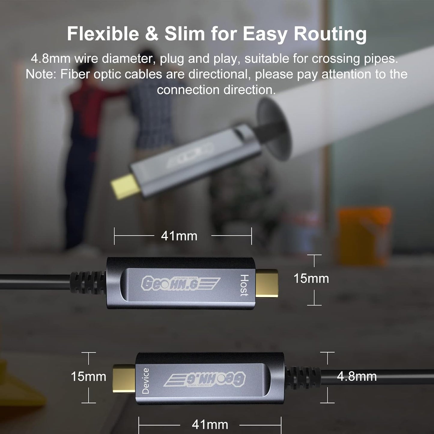 USB C to C Fiber Optic Extension Cable 30M/100FT, USB 3.2 10Gbps Long Distance Active Optical USB C GEN2 Cable for VR/AR, Quest2, Webcam, Camera, Mini PC and More - Grey