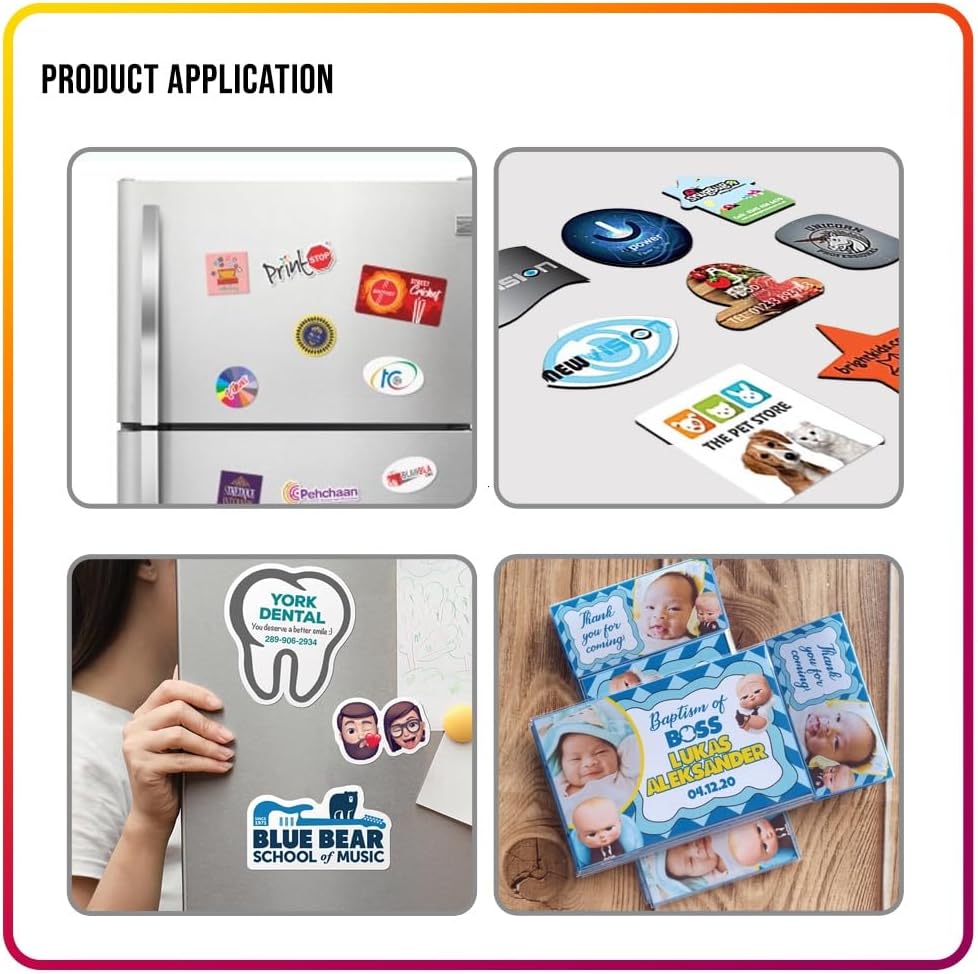Business Card Magnets Peel and Stick 2" x 3.5"- 50 Strong Magnetic Sheets with Adhesive Backing to Make Flexible Magnet Self Sticky Dots for School Classroom Board, Fridge, Photos, Crafts