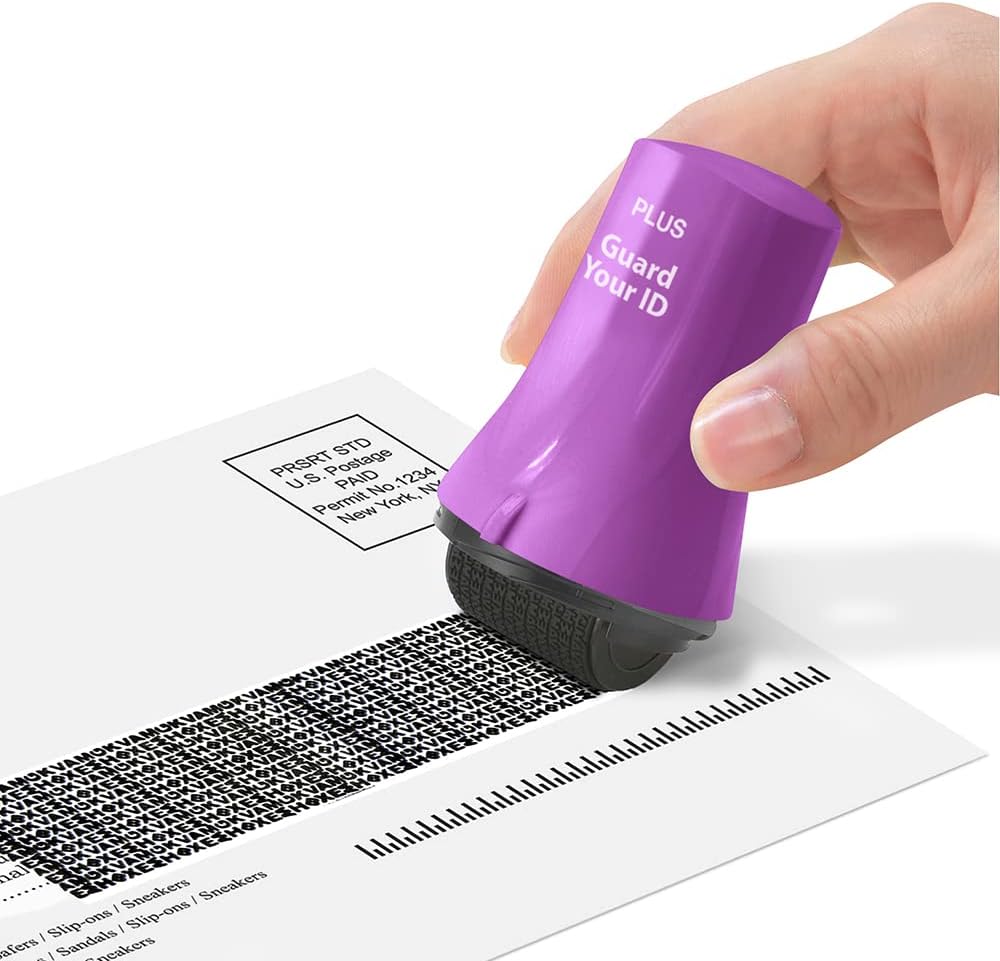 Wide Advanced Privacy Protection Roller by Guard Your ID for Bills, Mail, Address Labels (3-Pack, Purple)
