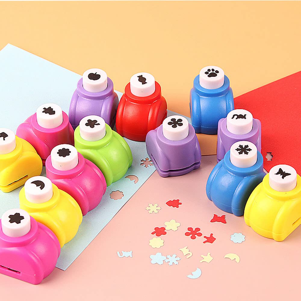 Scrapbook Paper Punch and Decorative Scissors, Qtopun 6 Pcs Creative Scissors and 12 Pcs Craft Punch Wave Lace Edge Cutters Paper Hole Punchers for Crafts, DIY Photo, Set of 18