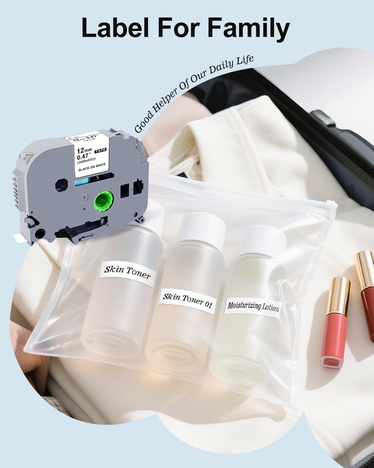 TZe-231 Label Tape 12mm Replacement for Brother Label Maker Tape 12mm 0.47 Laminated White TZ-231 TZe231 TZ Tape Work for Brother P Touch PT-H110 PTD210 D220 D400 D600 1280, 4PK