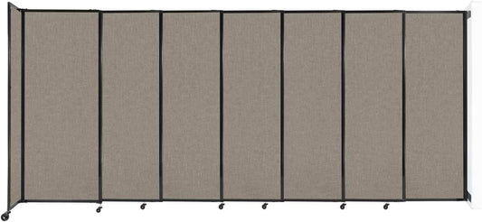 Wall-Mounted Sliding StraightWall Room Divider | Adjustable Widths | Locking Wheels | Room Separator | Up to 15'6" Wide x 6'10" Tall Warm Pebble Fabric Panels