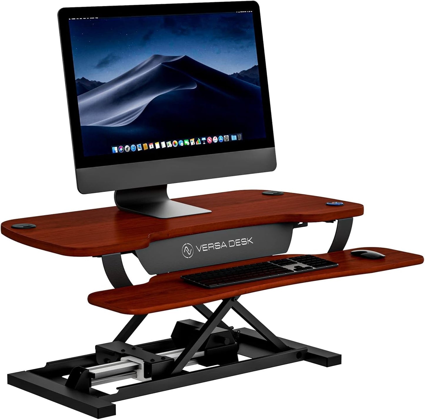 VERSADESK® PowerPro™ 36” x 24” Standing Desk Converter | 7.75” - 23.5” Electric Height Adjustable Sit to Stand Desk Riser w/ Keyboard Tray & USB Hub - Ergonomic Workstation for Home & Office, Cherry