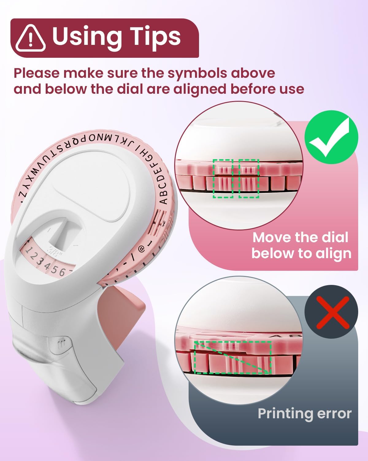 Embossing Label Maker Machine, Pink Omega S Embossed Label Maker, 3D Embossing Labeler Portable Handheld Old School Label Printer for Home Office DIY