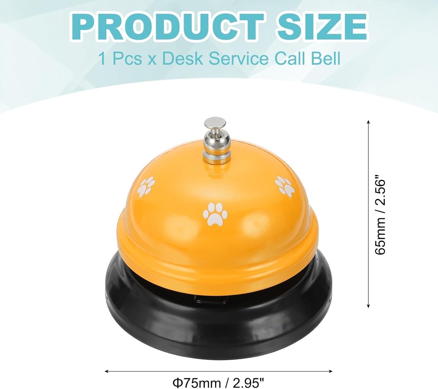 uxcell Desk Service Call Bell, 2.95 Inch Metal Dinner Service Bell Ring for Hotel Restaurant Reception Area and Wedding Party Events, Yellow