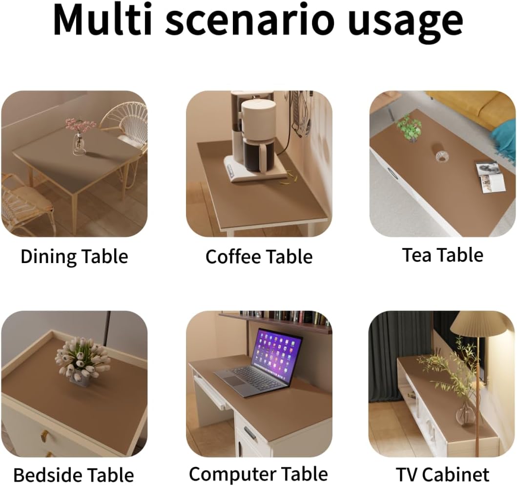 Table Protector for Dining Room Table - Can Be Used On Both Sides Waterproof and Easy to Clean Good Flatness Used for Dining Table(Mud Color+Champagne Gold 54x54)
