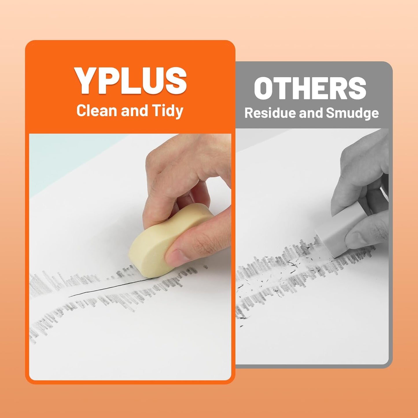 Yplus Eraser Line - Hipolymer Pencil Erasers for School Office, Cute White Rubber Eraser for Kids, Artist No Residues, 6 Pcs Stocking Stuffers for Kids Toddler