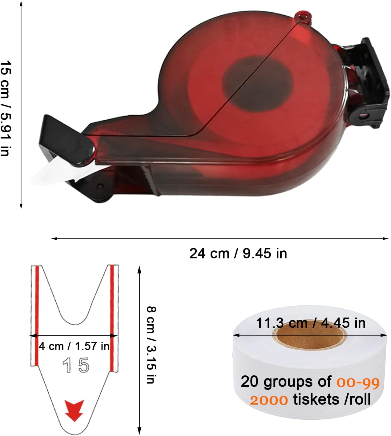 Ticket Dispenser Take a Number System Number Dispenser with 1 Ticket Roll 2 Digit Queue Tickets 20 Groups Ticket Number from 00-99 (2 Digit, Purple)