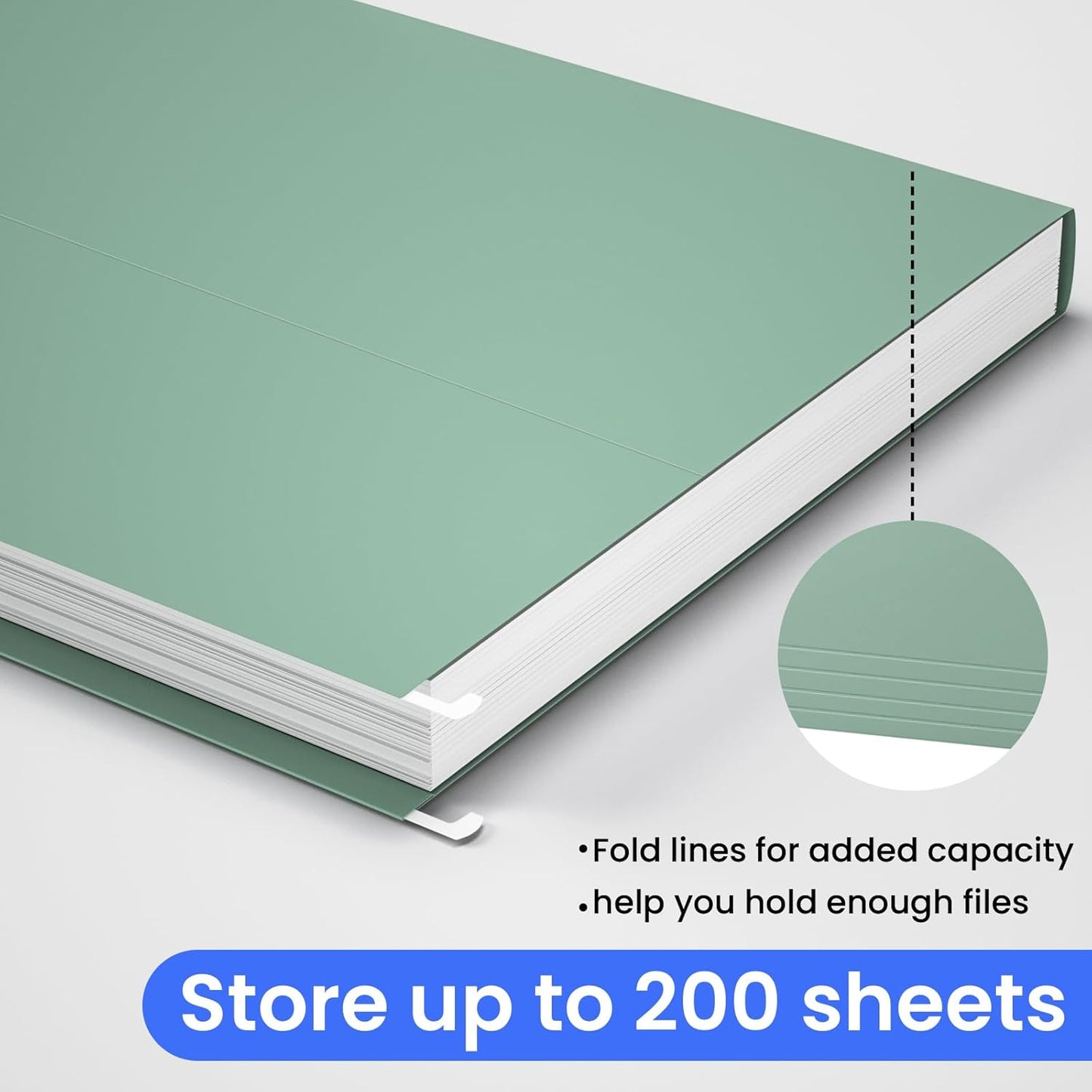 Hanging File Folders Letter Size, 50 Pack File Organizer Folders, 1/5-Cut Tabs With Hanging File Folder Framer, Heavy Duty 2 Inch Expansion, Stay Organized for Your Home and Office Bulk File.