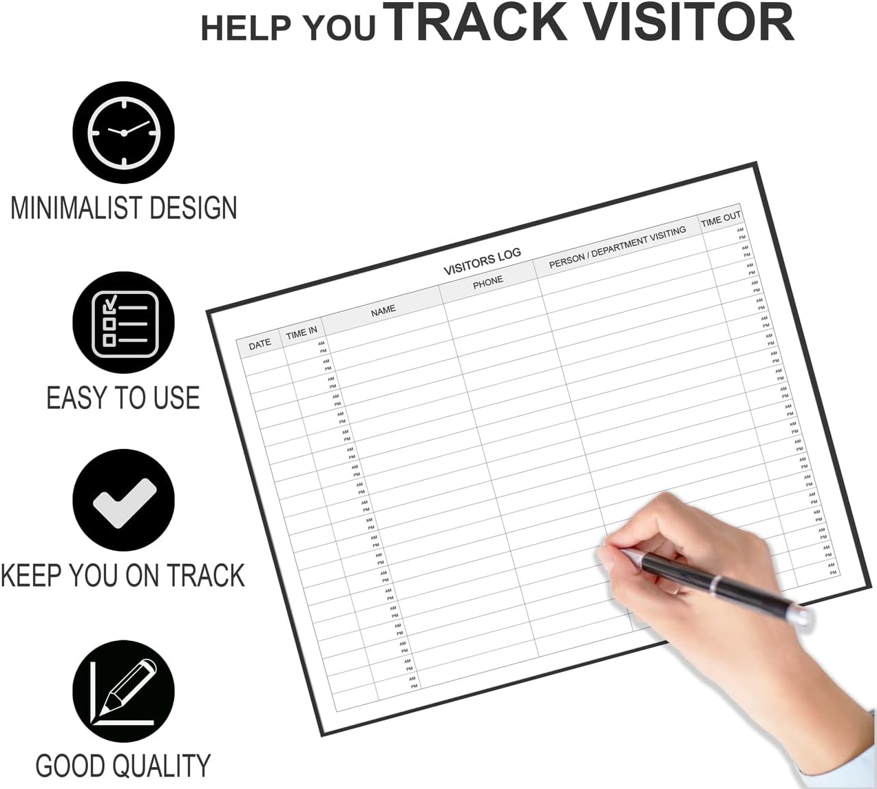 Visitors Register Book - Visitor Log Book with 120 Pages, 9" X 7", Black Hardbound Cover, Wedding Reception and Events Reception Supplies