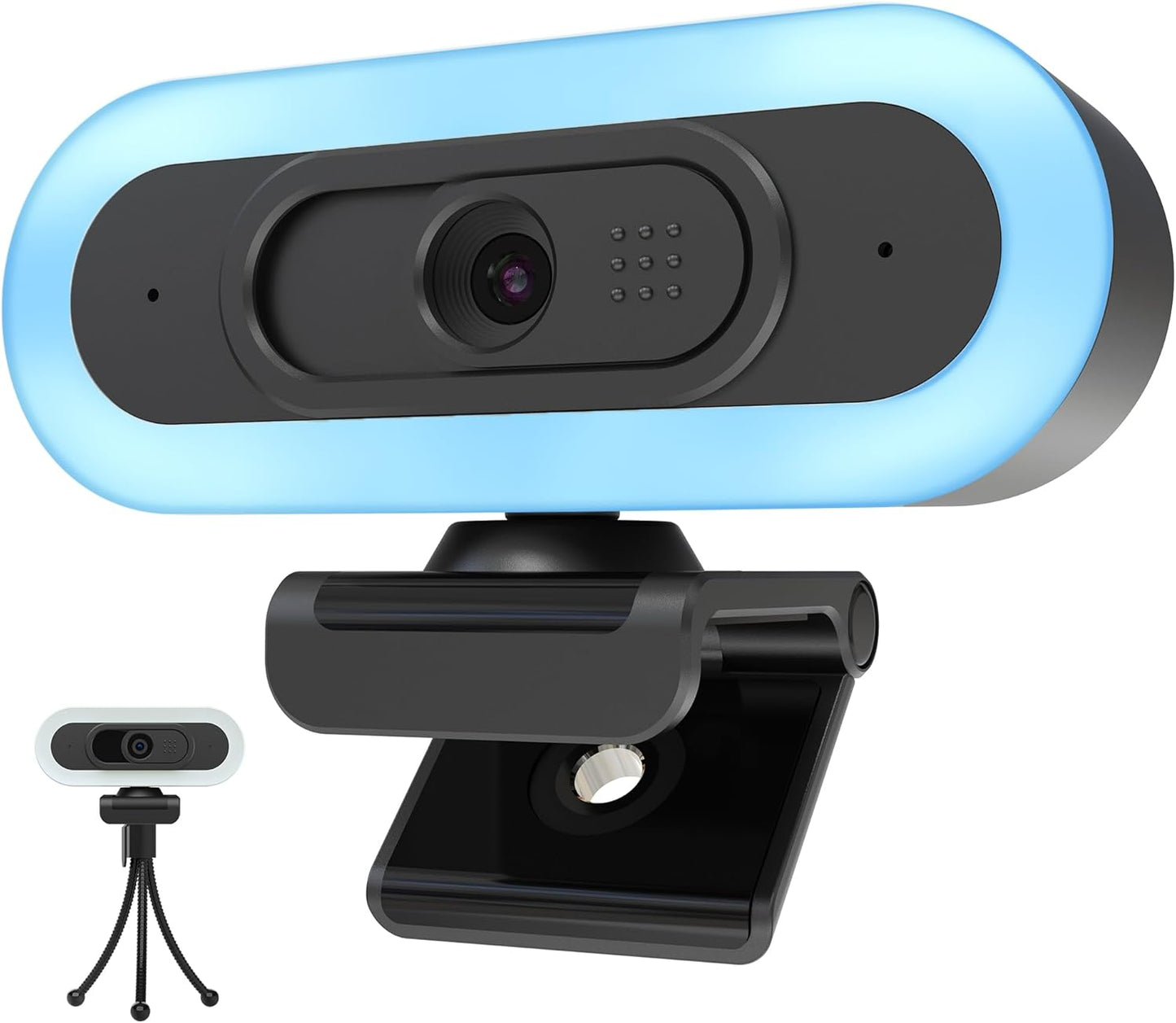 2K 50FPS Webcam for PC/Mac, Computer Camera with Fill RGB Lights, 2 Noise-Canceling Microphone, Autofocus and Tripod for Meeting, Live Streaming, Video Calls, Gaming, Works with Zoom, Skype, Teams