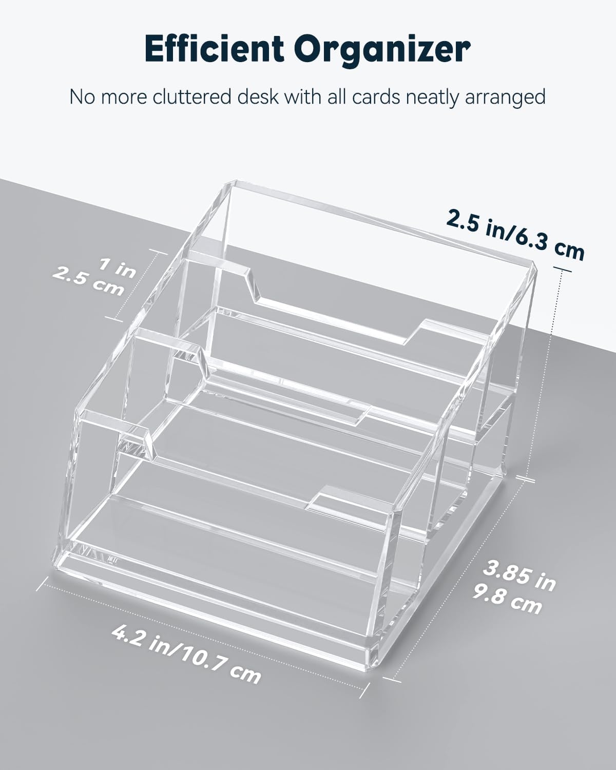 Uniclife Acrylic Business Card Holder for Desk 3 Slots Clear Business Card Display Stand for Men & Women Desktop Business Card Organizer Card Stand for Office Home Exhibition, 180 Card Capacity