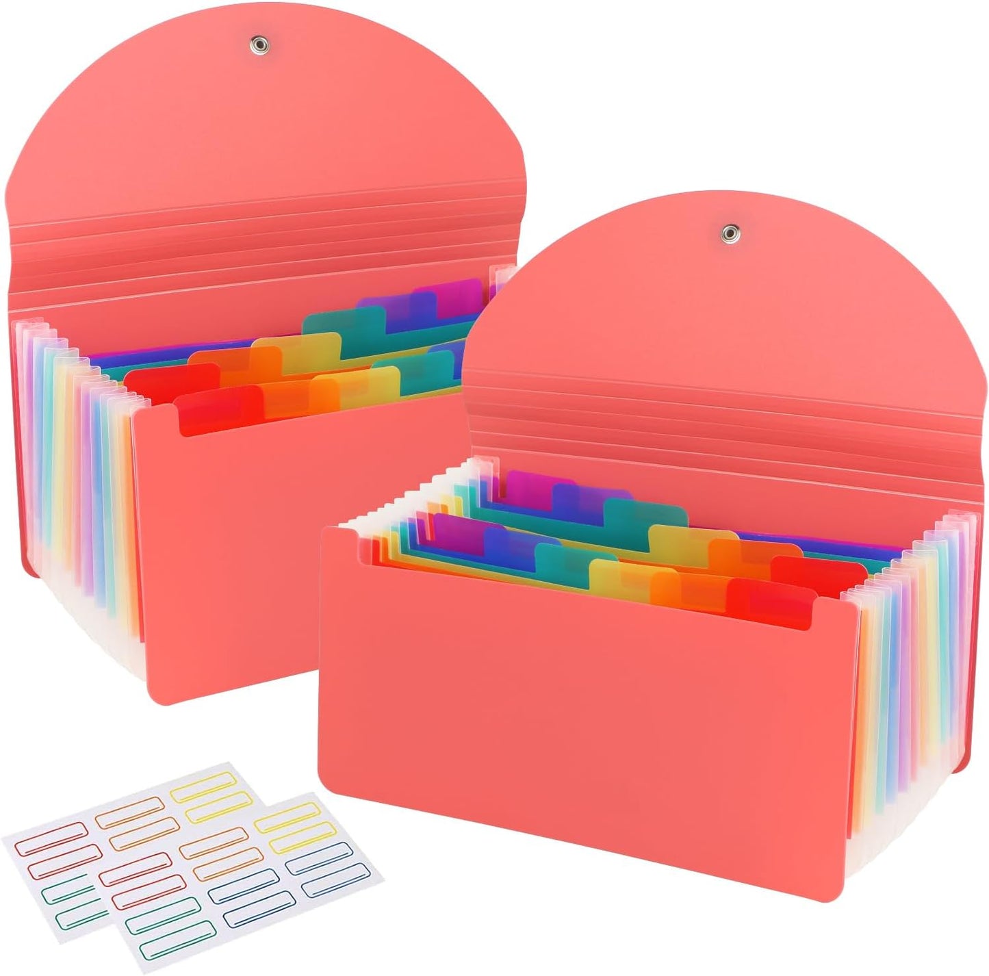 2 Pack 13 Pockets A6 Mini Coupon Organizer Wallet, Expandable Accordion File Organizer for Storage Receipt Cards Coupons Tickets - Pink