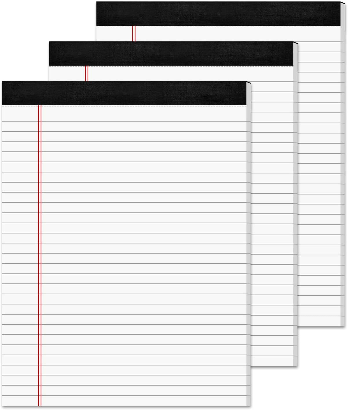 3 Pack Legal Pads 8.5 x 11 White Notepads Paper Tablets- Note Pads 8.5 x 11 Wide Ruled Pads of Paper, Writing Pads 8.5 x 11, Lined Paper Pads 8.5 x 11, Legal Notepads 8.5 x 11 In with 30 Sheets/Pad