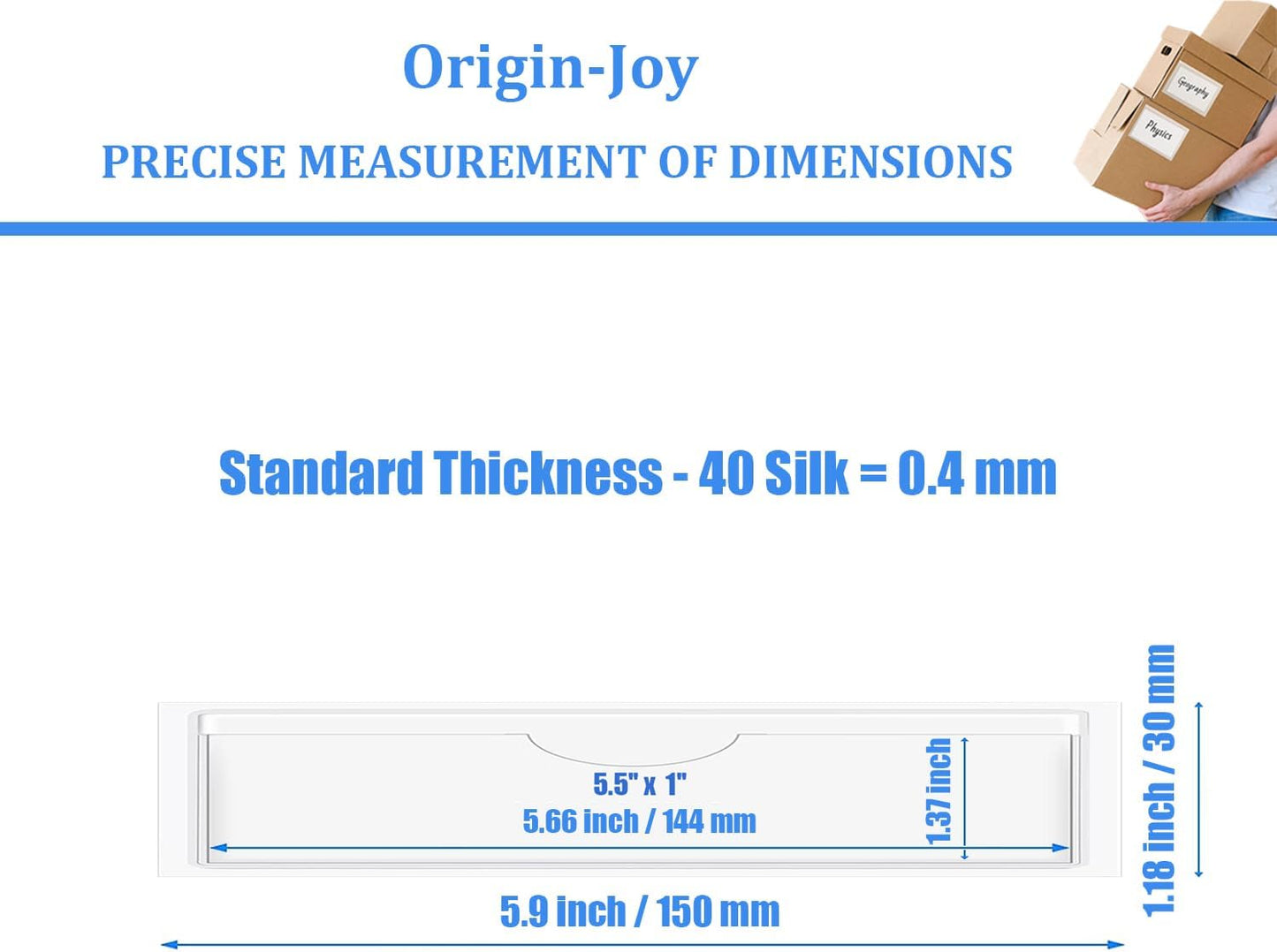 Origin-Joy 35 PCS Self Adhesive Index Card Pockets with Top Open, Clear Plastic Label Holder for Cards of Note, Library and Business, Adhesive Label Pockets & Card Holder (5.5 x 1 inch)