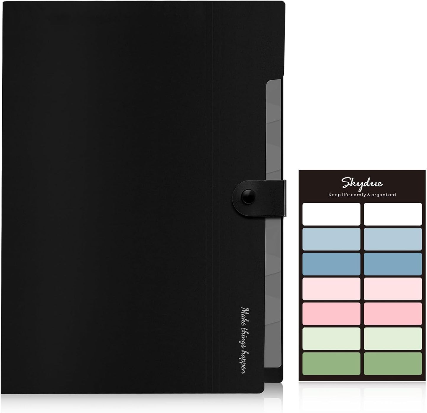 SKYDUE 8 Pockets Expanding File Folders, Accordion Folders, Portable Paper Bill Receipt Organizer, Letter Size, Home College School Office Supplies, Black