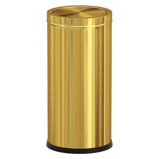 Brushed Gold Kitchen Trash Can with Swing Lid 7.8Gallon,Stainess Steel Commercial Garbage Can Wastebaskets for Shopping mall,Hotel Lobby,Airport, Elevator Entrance Using(Gold, 7.8 Gallon)