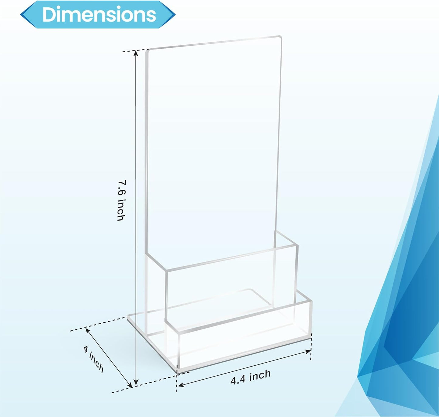 6 Pack Acrylic Brochure Holder 4‘’, Clear brochure and Business Card Holder, Plastic Flyer Display Stand for Magazine, Pamphlet, Booklets, Menu, Journals, Business Card