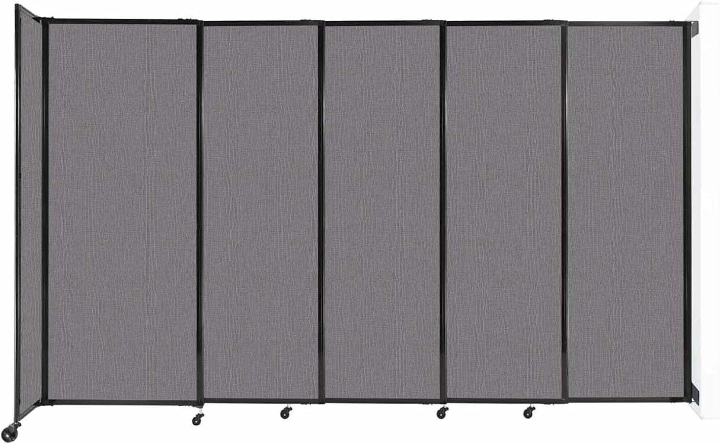 Wall-Mounted Sliding StraightWall Room Divider | Adjustable Widths | Locking Wheels | Room Separator | Up to 11'3" Wide x 6'10" Tall Slate Fabric Panels