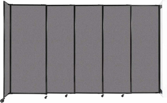 Wall-Mounted Sliding StraightWall Room Divider | Adjustable Widths | Locking Wheels | Room Separator | Up to 11'3" Wide x 6'10" Tall Slate Fabric Panels
