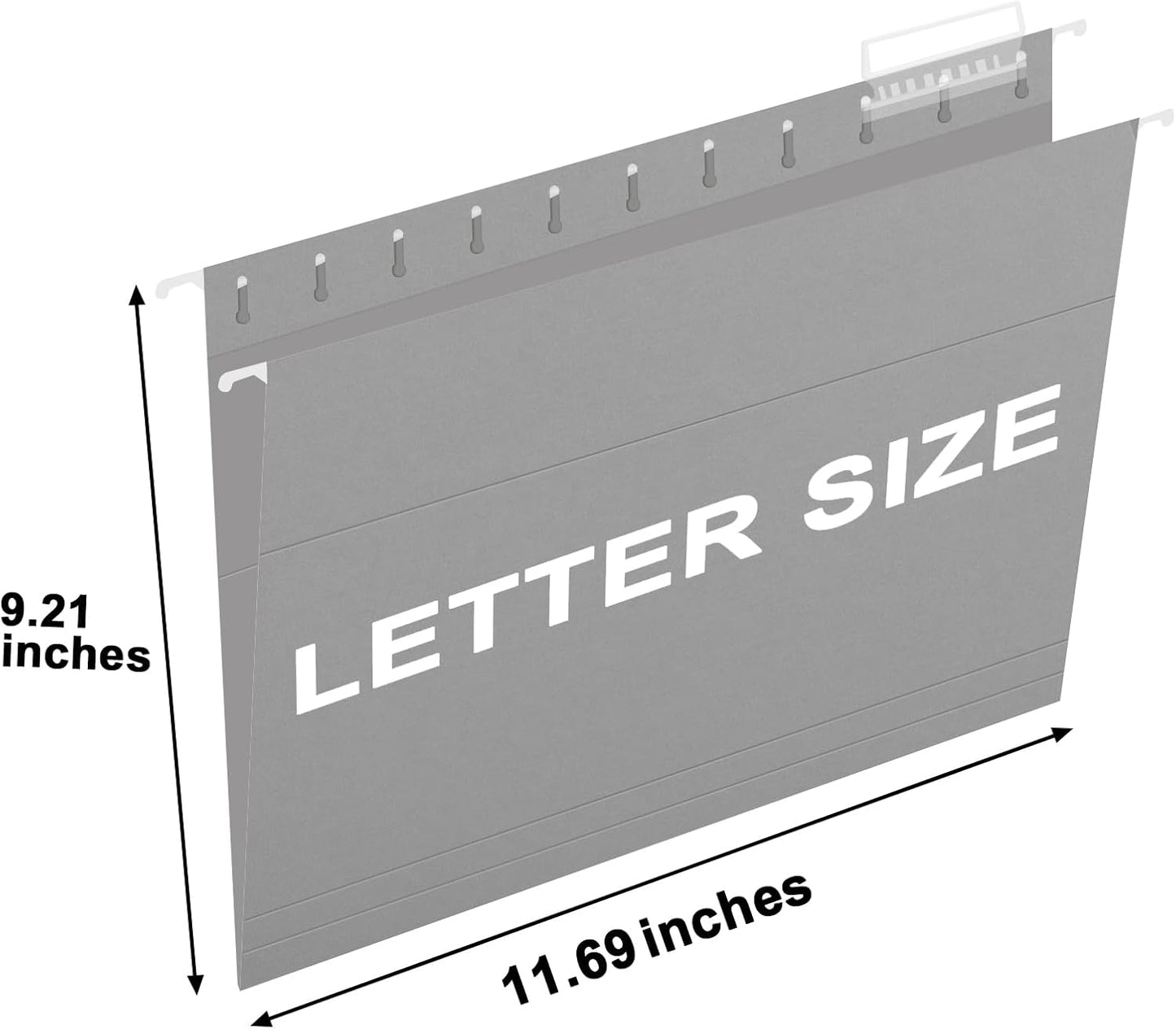 HERKKA Hanging File Folders, 60 Pack Reinforced Letter Size Hanging Folders, Designed for Bulky Files, Filing Cabinet, 1/5-Cut Adjustable Tabs (Gray)
