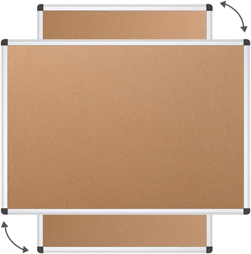 VIZ-PRO Cork Notice Board, 24 X 18 Inches, 3 Pack, Silver Aluminium Frame