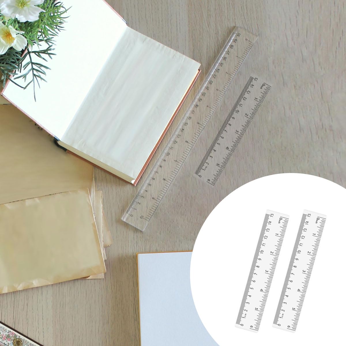 4 Pack Clear Plastic Straight Rulers, Clear Ruler Bulk, Transparent Ruler with Centimeters and Inches, for Class, Office (6 inch)